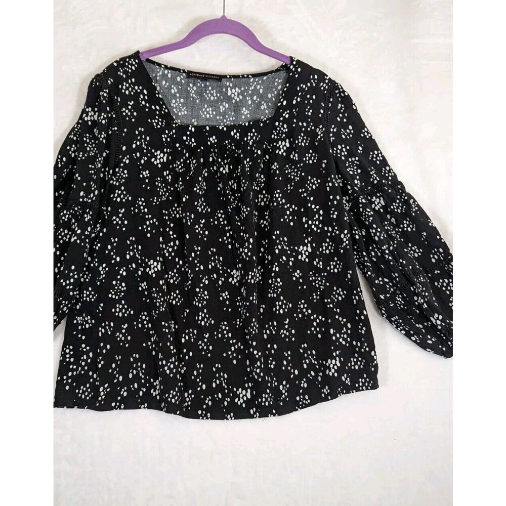 Adrienne Vittadini Top large Comfort Blousy Ladder Tape Insert Bust 43"CB 22.5"